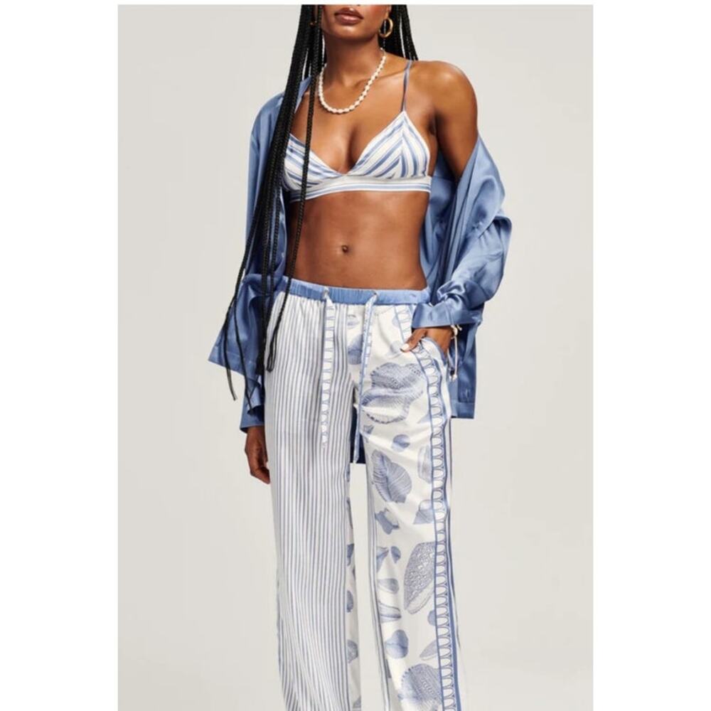 Ser.O.YA Iris Silk Bralette in Blue and White Stripe Size Medium NWT - Picture 3 of 5